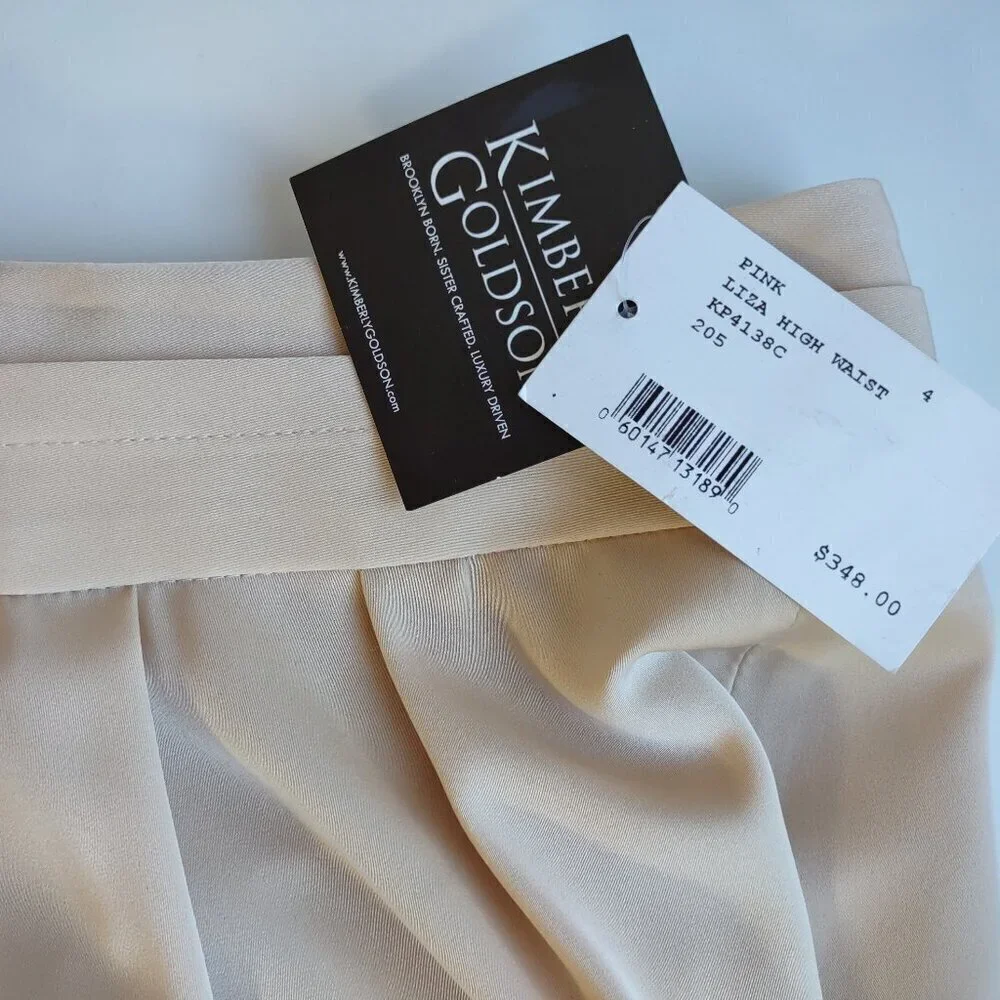 NEW Kimberly Goldson Wide-Leg Satin Trousers Colorblock Size 4 Quiet Luxury - Picture 10 of 14